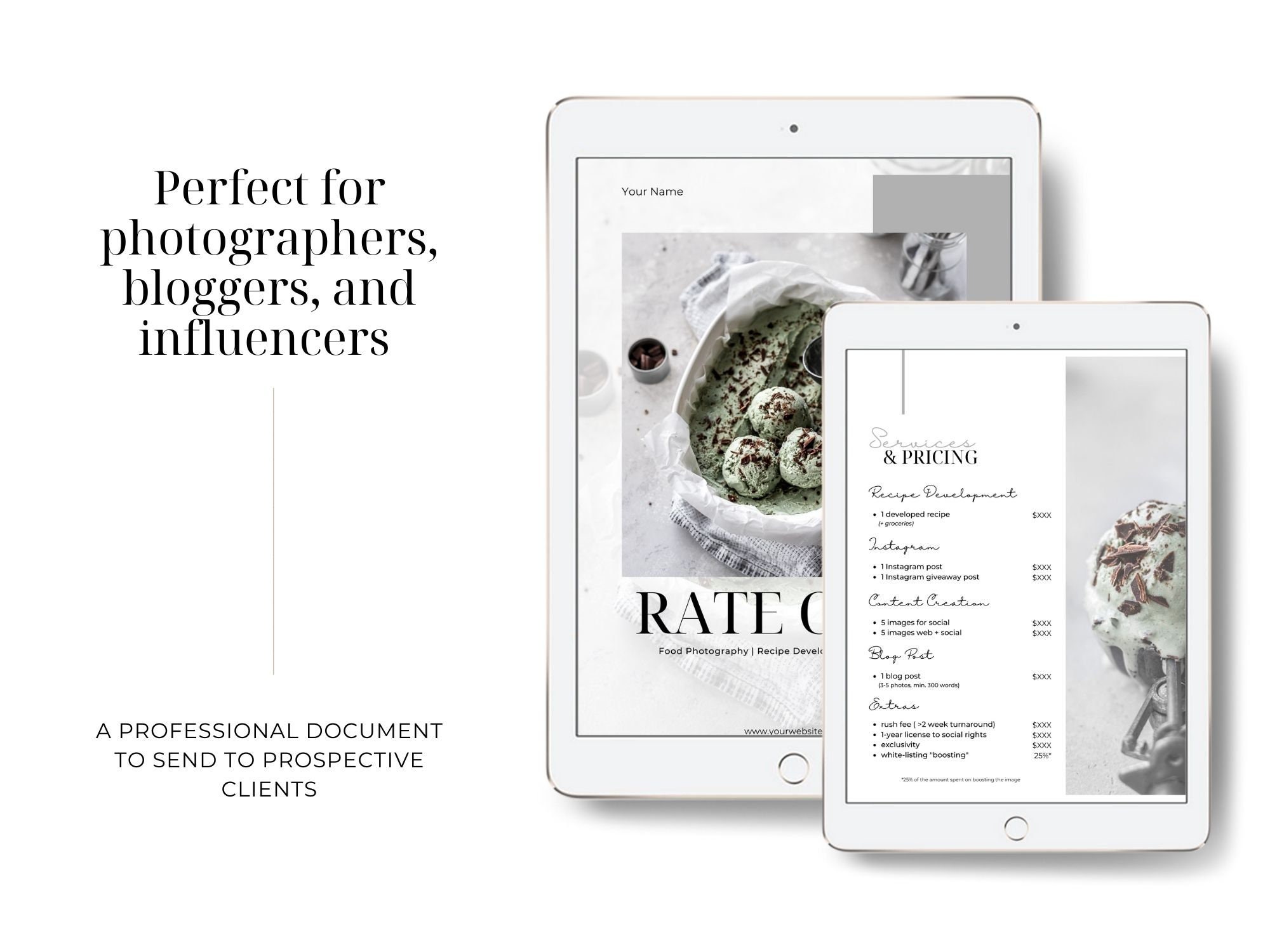 Food Blogger Rate Card / Price Sheet / Canva Template / Influencer Rate ...