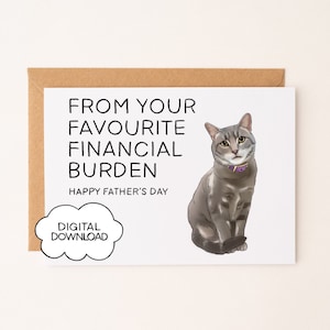 De su carga financiera favorita: tarjeta imprimible del día del padre del gato, tarjeta divertida del día del padre del gato, tarjeta del día del padre del gato, papá del gato, 5×7