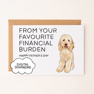 De su carga financiera favorita: tarjeta imprimible del día del padre del perro Doodle, tarjeta divertida de Doodles, tarjeta del día del padre del perro, tarjeta Goldendoodle
