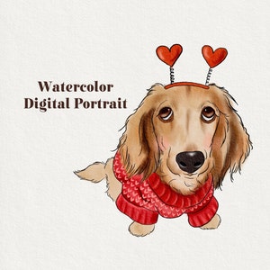Watercolor digital Pet Portrait, pet unique gift,dog unique portrait, water color pet Portrait, Dog Painting, special dog gift for wife
