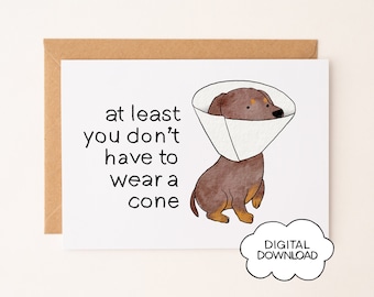 Get Well Card - Printable Dachshund Birthday card, Dachshund Funny Card, 5×7 Card, Dachshund Get Well Card, Dachshund Cute Card, Doxie Card