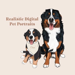 Realistic Digital Pet Portrait - unique pet gift, dog wedding, wedding pet art, dog mom gift, custom dog portrait quick, cat custom drawing