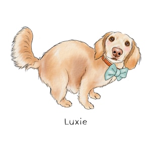 Watercolor digital Pet Portrait, Dog Pooping, dog potty portrait, Funny Portrait, bathroom art, Dog toilet art, dog gift for wife