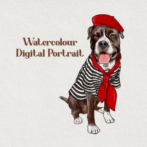 Watercolor digitalet portrait, watercolor pet portrait, pet gift set, dog gift, water color, pet Portrait, Dog Painting, Pet Loss Gift