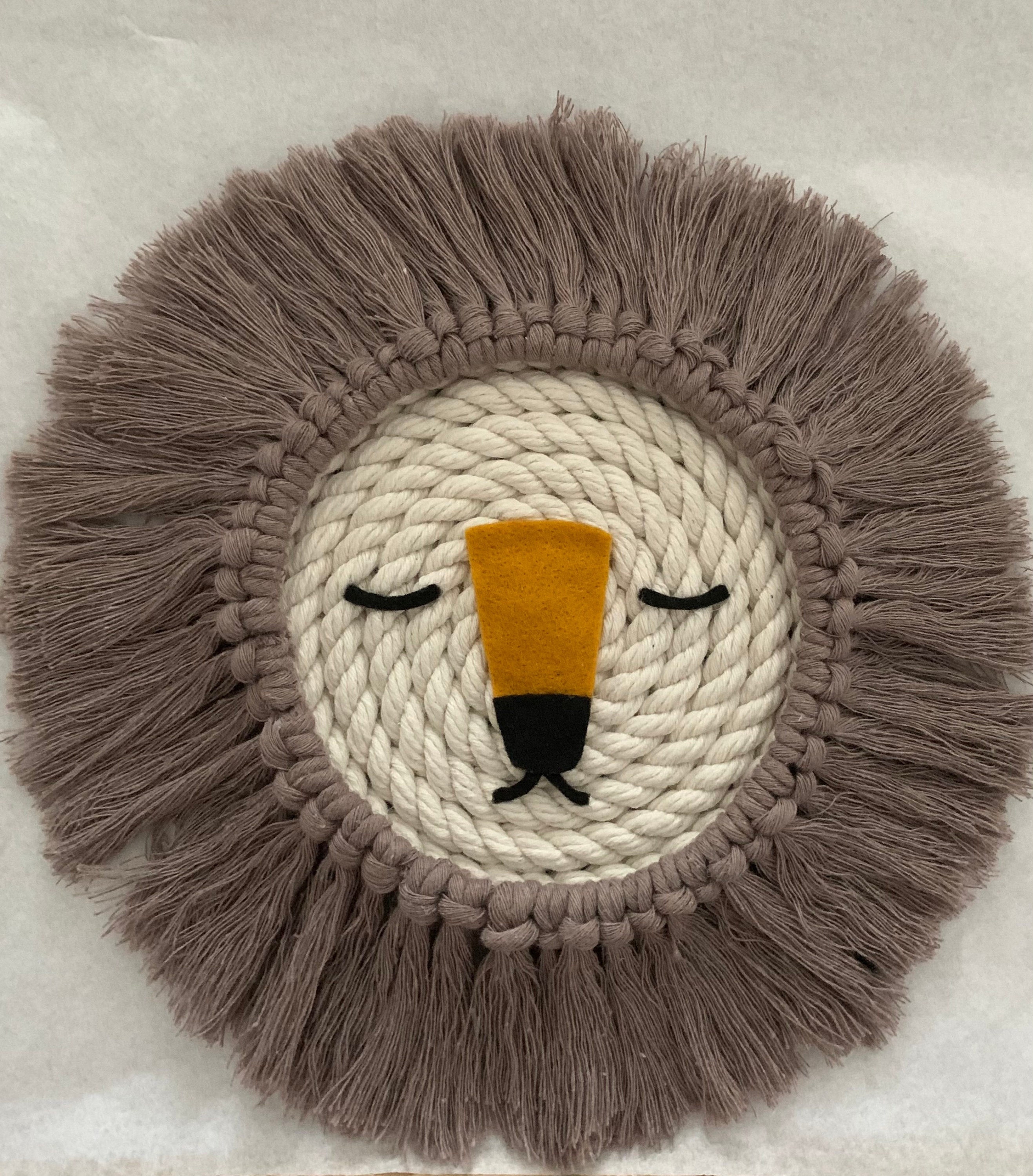 Sleepy Lion wall hanging Macrame lion Lion head Kids Etsy