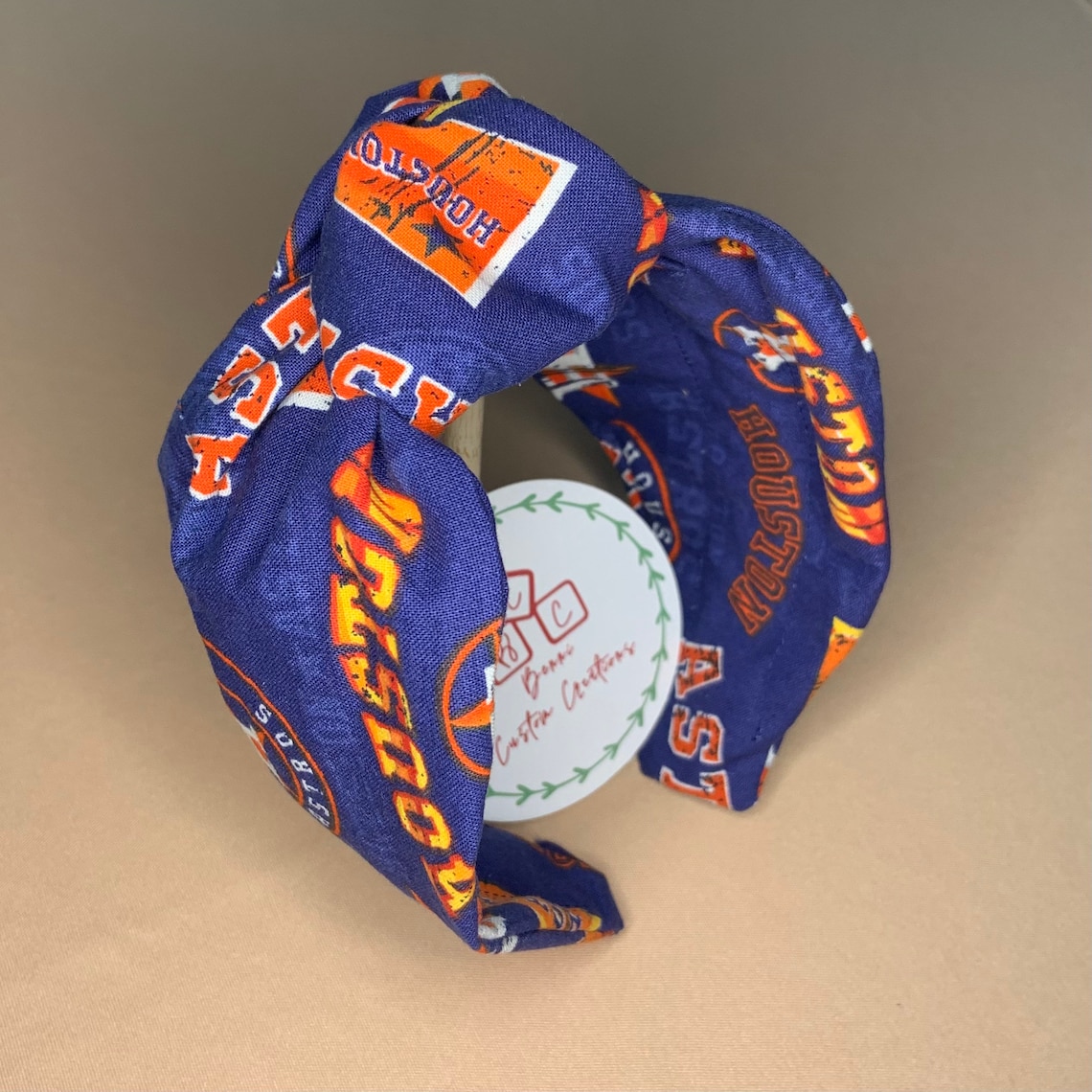 Astros Knotted Headband Cotton Headband Handmade Headband Etsy