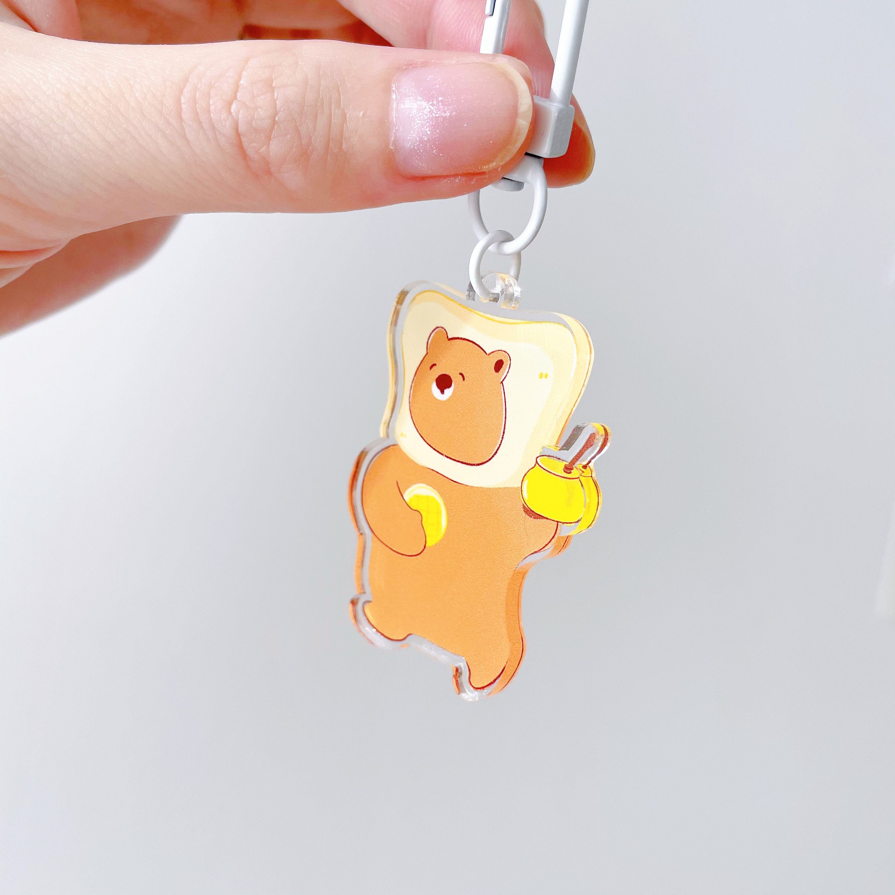 Cute honey bread bear keychain clear acrylic charm cute | Etsy