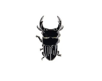 Japanese Stag Beetle Enamel Pin (Dorcus hopei binodulosus)