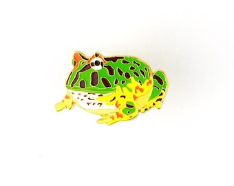 Surinam Horned Frog Enamel Pin (Ceratophrys cornuta)