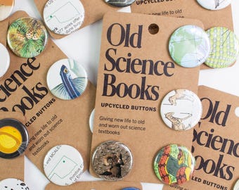 Old Science Books: Upcycled Buttons