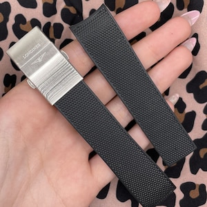 Rubber Watch Strap for LONGINES, Replacement Longines Watch Strap, Used With Longines Folding Deployment Clasp Buckle  21mm