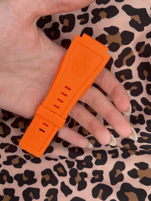 Cinturino Bell Ross Cinturino Gomma Nera 24mm Per Orologi Bell And Ross BR- 01/BR-03: Sportivo E Resistente Cinturino Nero Per BR-01 BR-03 Con Strumento - Foto 9