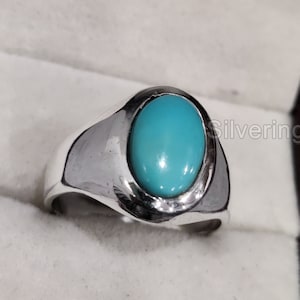 AAA Turquoise Ring, Natural Turquoise, December Birthstone, 925 Sterling Silver, Christmas Ring, Mans Heavy Ring, Handmade Ring, Mens Ring
