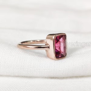 Pink Tourmaline Gold Ring, Womens Tourmaline Gold Ring, Hallmark 18k Yellow Gold, Natural Pink Tourmaline Ring, Tiny Gold Ring, Dainty Ring