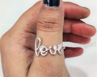 Liebesring, 925 Sterling Silber Ring, Valentinstag Geschenk, schlichter Liebesring, verstellbarer Liebesring, Feinsilber Schmuck, Hochzeitsgeschenk für Frauen