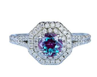 Natural Alexandrite Gemstone Ring for Women, Solid 925 Sterling Silver Ring, Engagement Ring Gemstone Ring Wedding Ring Sterling Silver Ring
