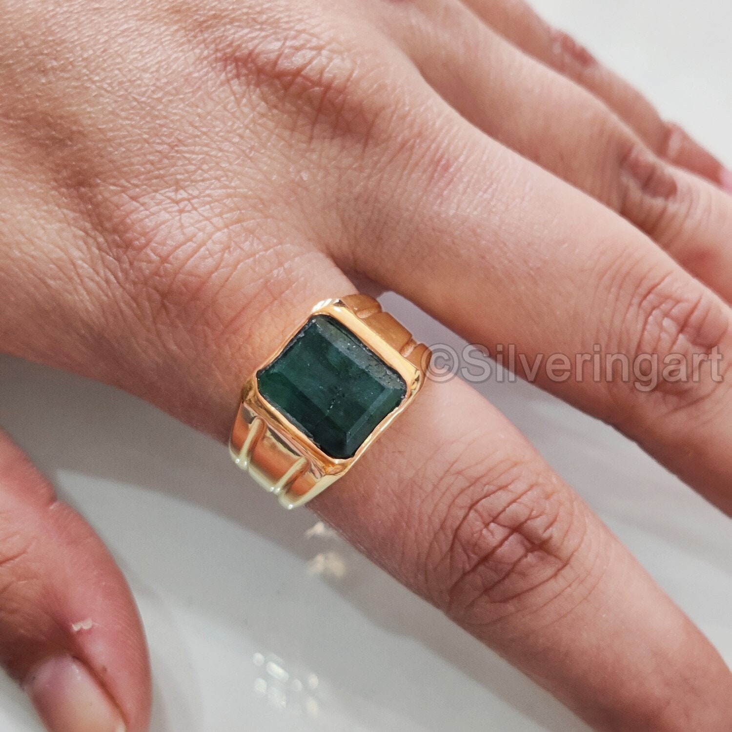 VPRGEM Emerald Ring 6.25 Ratti Certified Gold Plated Ring for Men and Women  Brass Gold Plated Ring Price in India - Buy VPRGEM Emerald Ring 6.25 Ratti  Certified Gold Plated Ring for