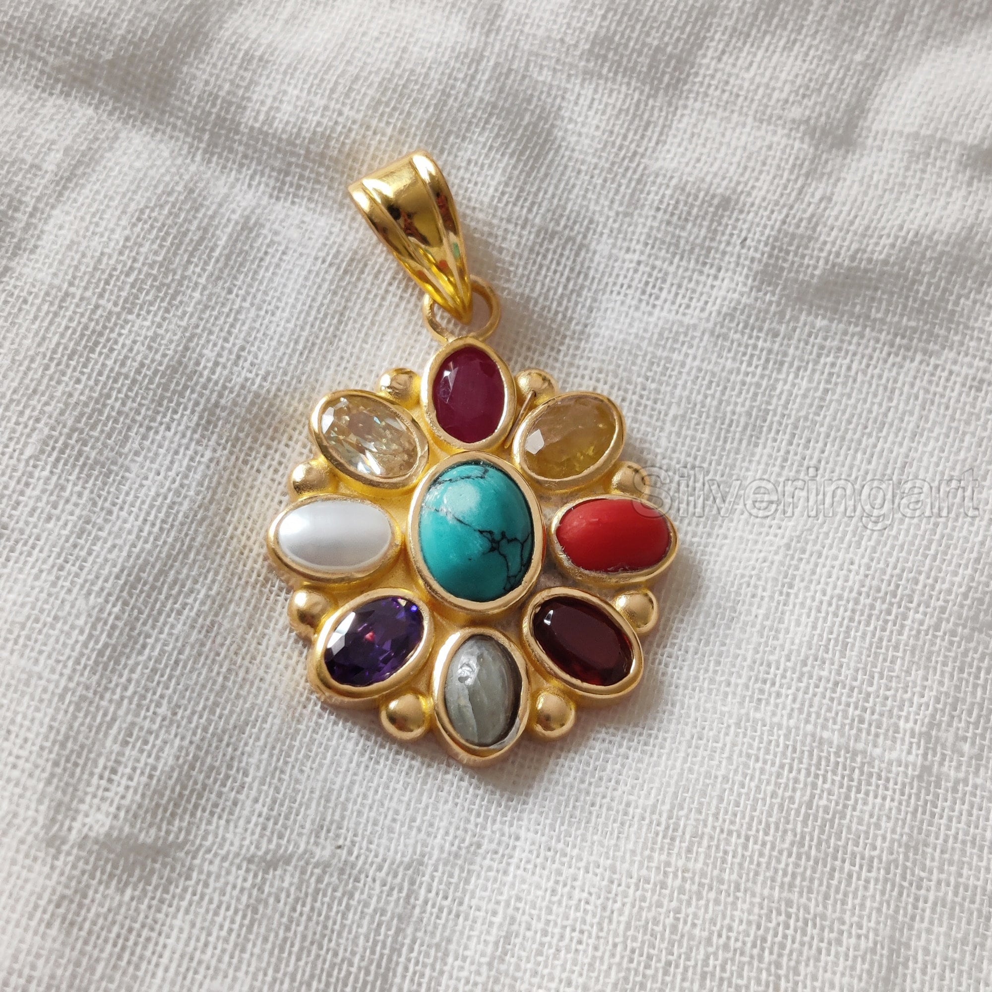 Navratan Rings Natural Navratan Jewelry Set, Genuine Gemstone Ring, Navratan Necklace ...