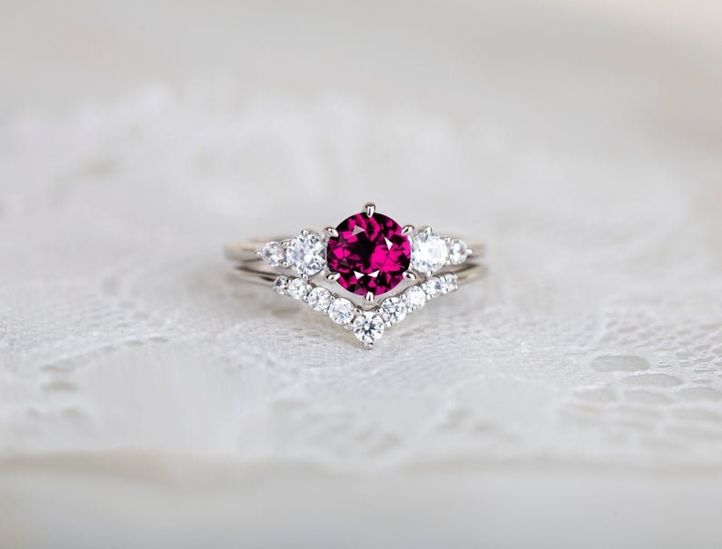 Sterling silver Handmade jewelry Designer jewelry Zircon jewelry 925 Glass field ruby gemstone ring Gift for love one, Silver jewelry