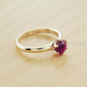 Natural Ruby Gold Ring, Womens Ruby Gold Ring, Hallmarked 18k Yellow Gold, Solitaire Ruby Ring, Tiny Gold Womens Ring, Dainty Ring, Wedding