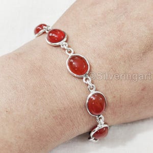 Natural Carnelian Bracelet, 925 Sterling Silver, Carnelian Bracelet, Handmade jewelry, Anniversary, Gift For Her, Womans Christmas bracelet