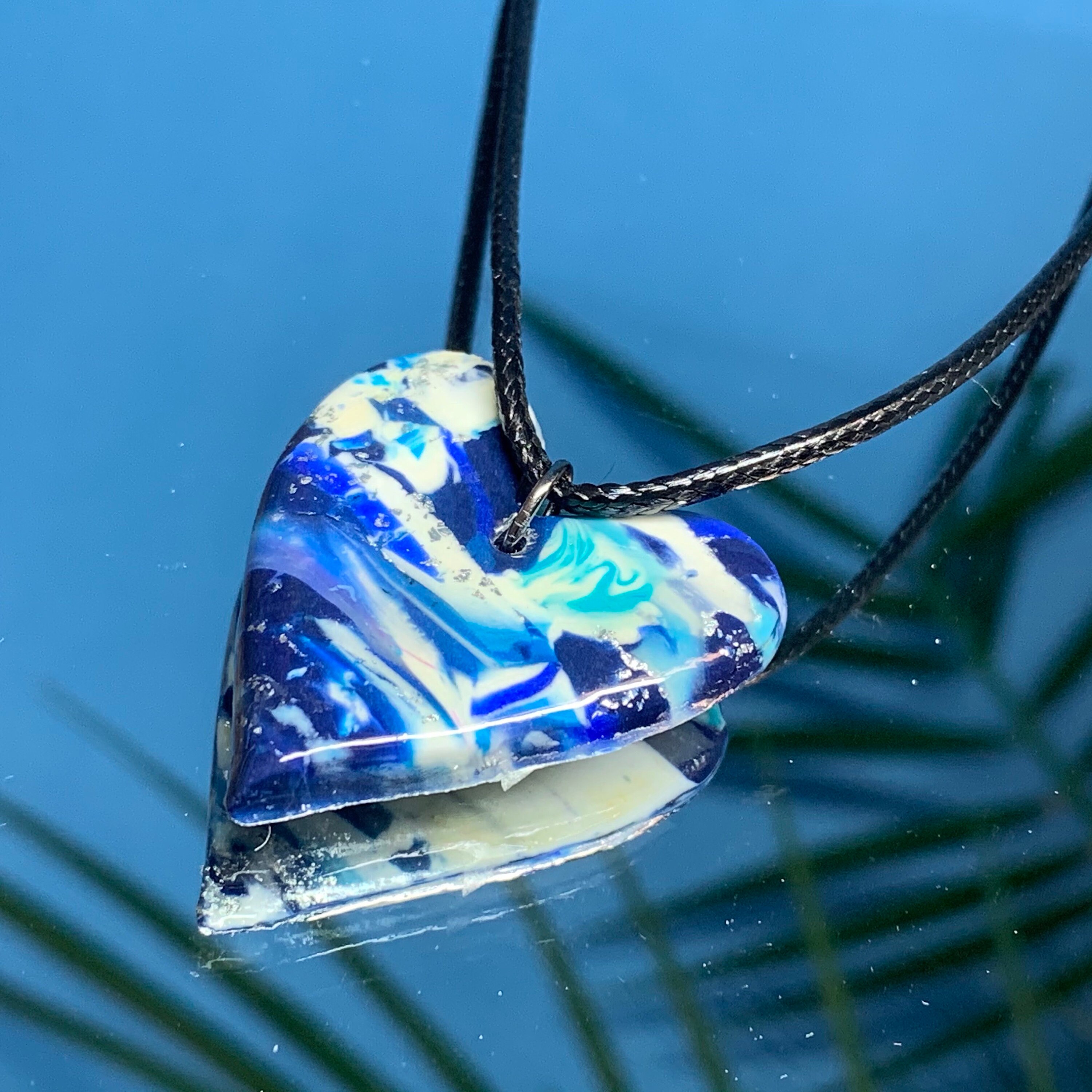 Pendant Necklace Blue Heart Etsy