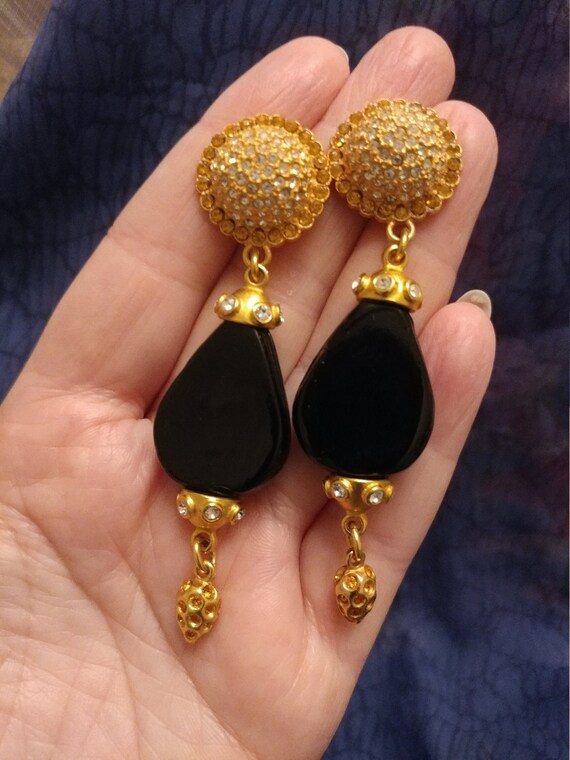 Shabby chic steel style earrings with cabochon and crystal drops