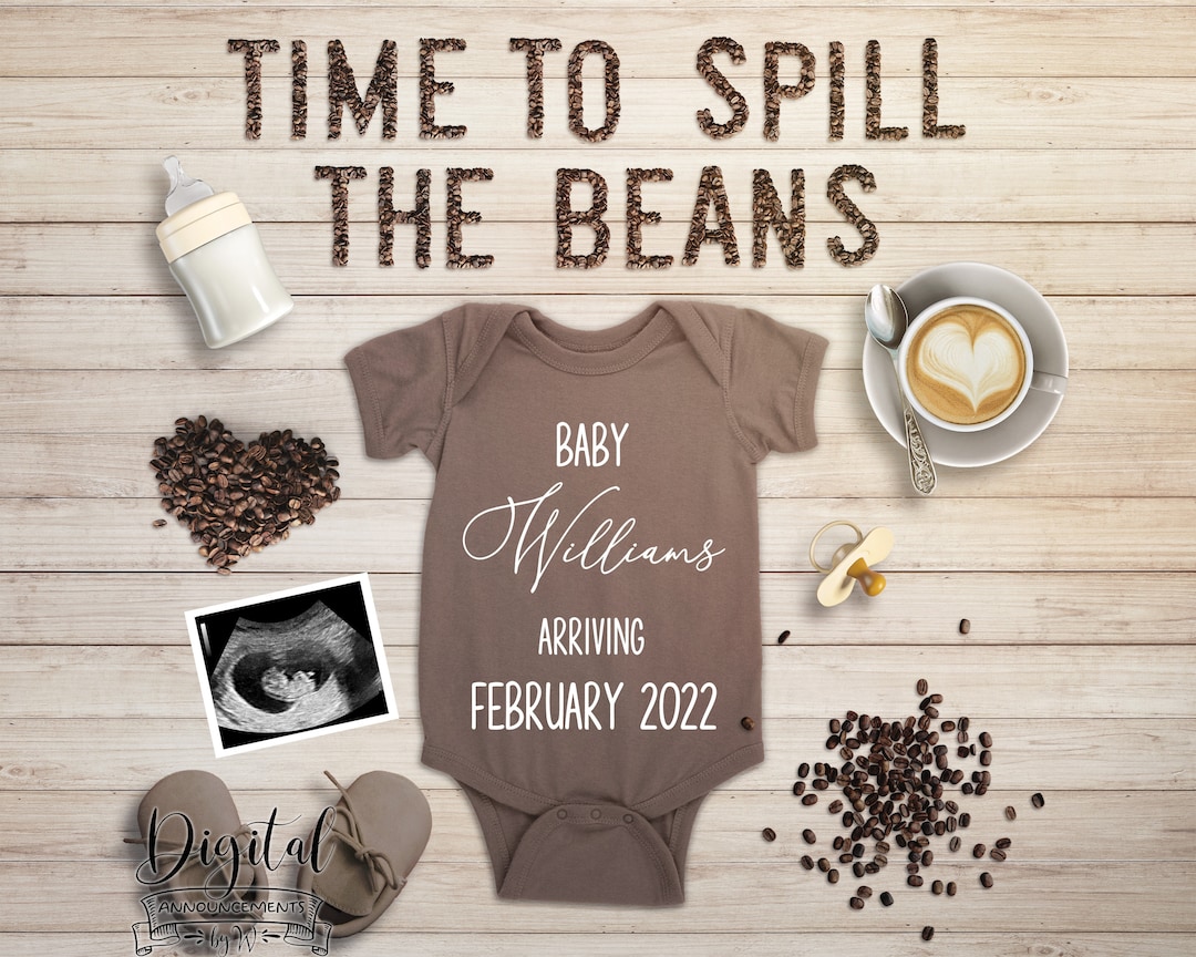 Coffee Pregnancy Announcement Digital Social Media Time to Etsy
