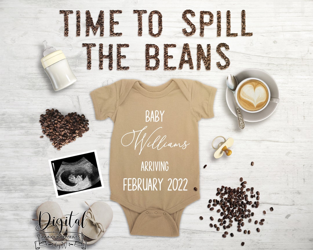 Time to Spill the Beans Pregnancy Announcement Digital Social Media