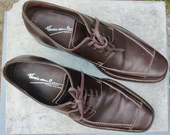 Scarpe Derby vintage Floris van Bommel in pelle marrone – Scarpe olandesi di lusso, costruzione Goodyear Welt, taglia 40 (6.5 UK / G)