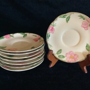 Vintage Franciscan Desert Rose Saucer Plates, Set of 8