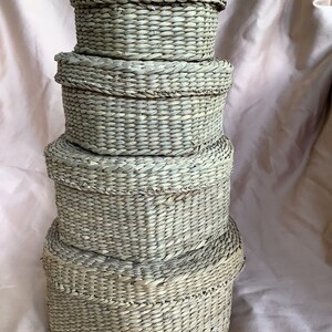 Set of 4 Sweet Grass Nesting Baskets, Hexagon Shape