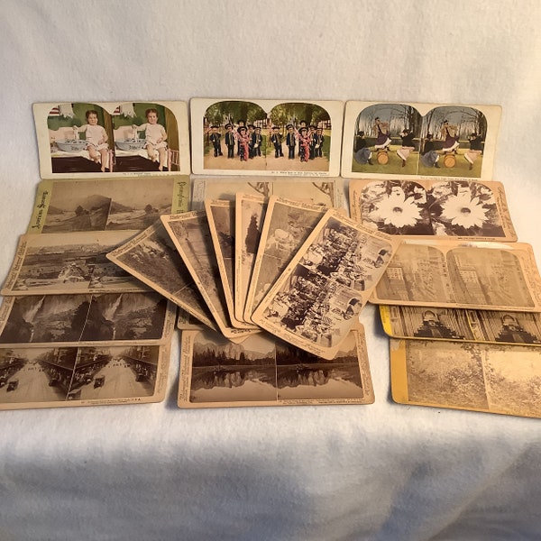 Antique Stereoscope Cards, Stereo View Cards, group of 22
