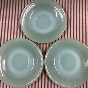Set of 3 Vintage Jadeite Fire King Saucers