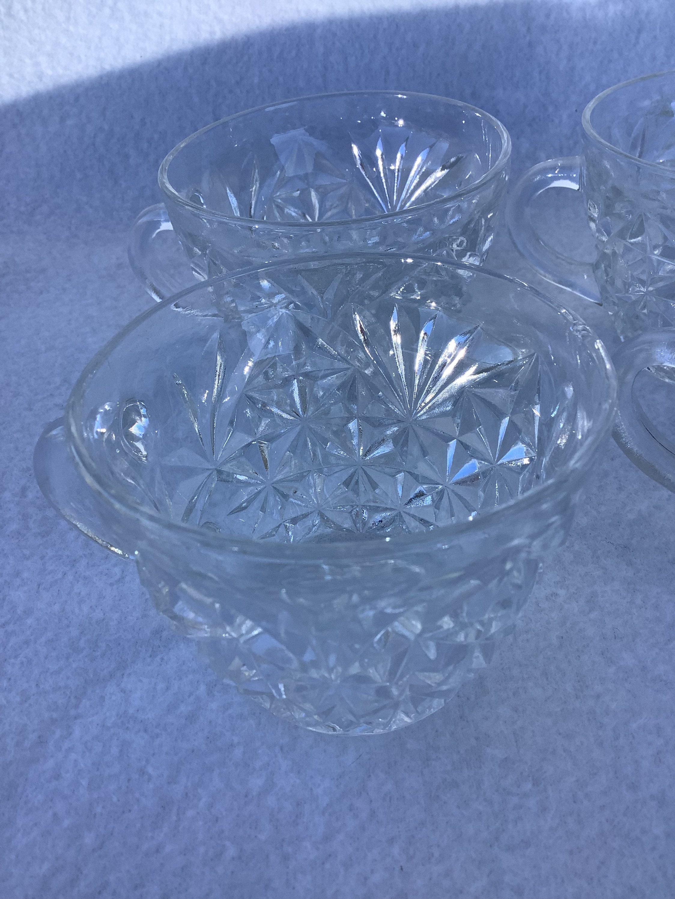 Vintage Punch Bowl Glasses Se of 4 Cut Glass Cups Etsy