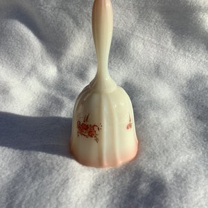 Vintage Hand painted Fenton Bell, Pink & Cream, Painted by S. Hart