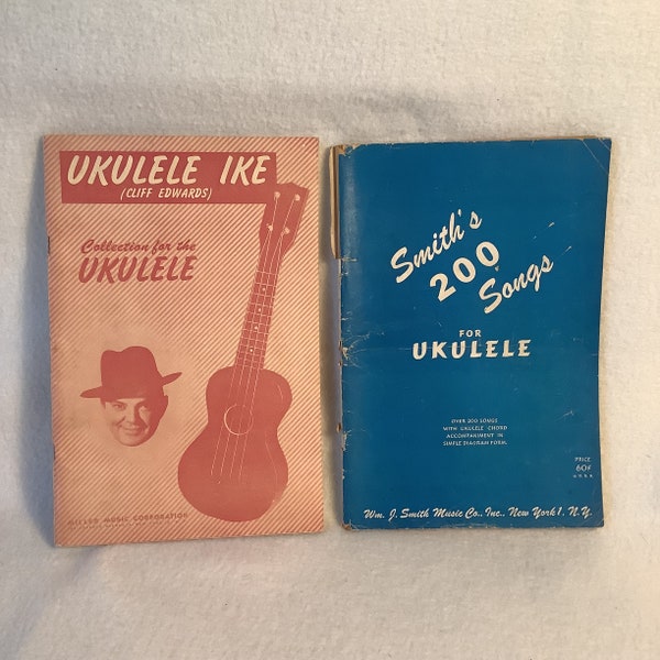 2 livres pour ukulélé Vinatge, collection Cliff Edward pour ukulélé 1949, Smiths 200 chansons pour ukulélé 1924