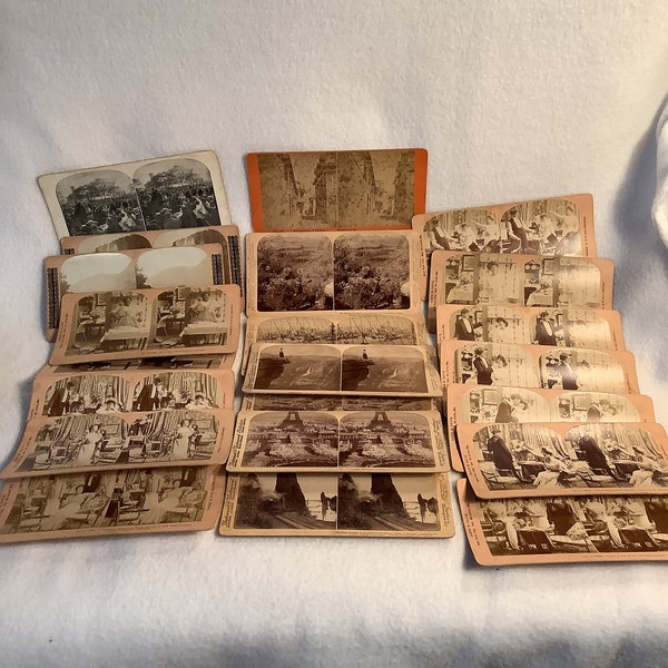 Antique Stereoscope Cards, Stereo View Cards, Group of 22
