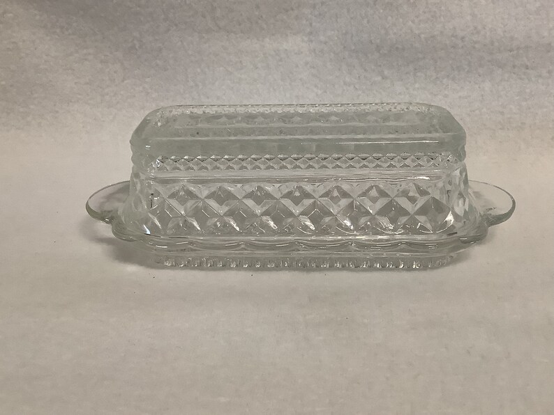 Vintage Pressed Glass Butter Dish Wexford Pattern Etsy