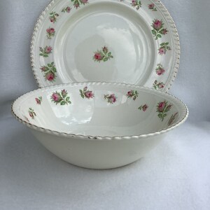 Johnson Bros Pink Rose, Old English Serving Bowl and Dinner Plate
