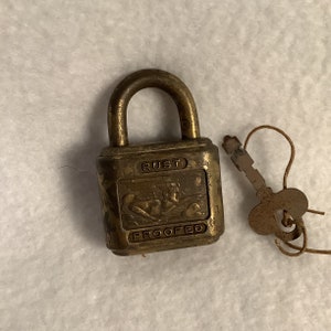 Vintage Brass Padlock With Key, Brass Lock