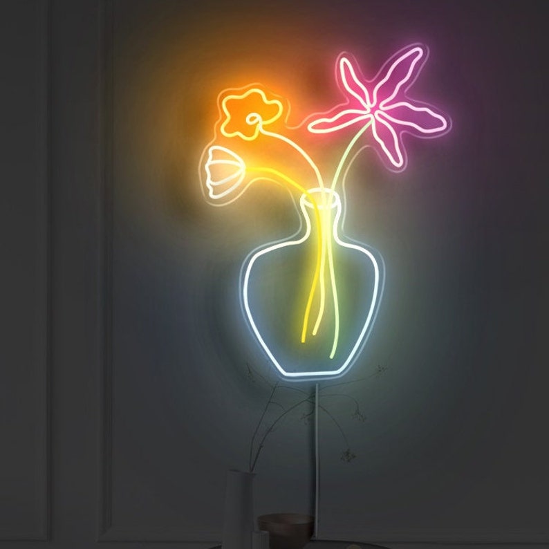 Flower Neon Sign Plant Neon Sign Wall Art Custom LED Neon Etsy