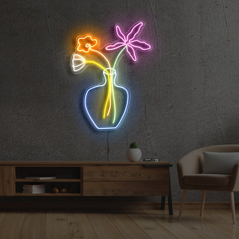 Flower Neon Sign Plant Neon Sign Wall Art Custom LED Neon Etsy