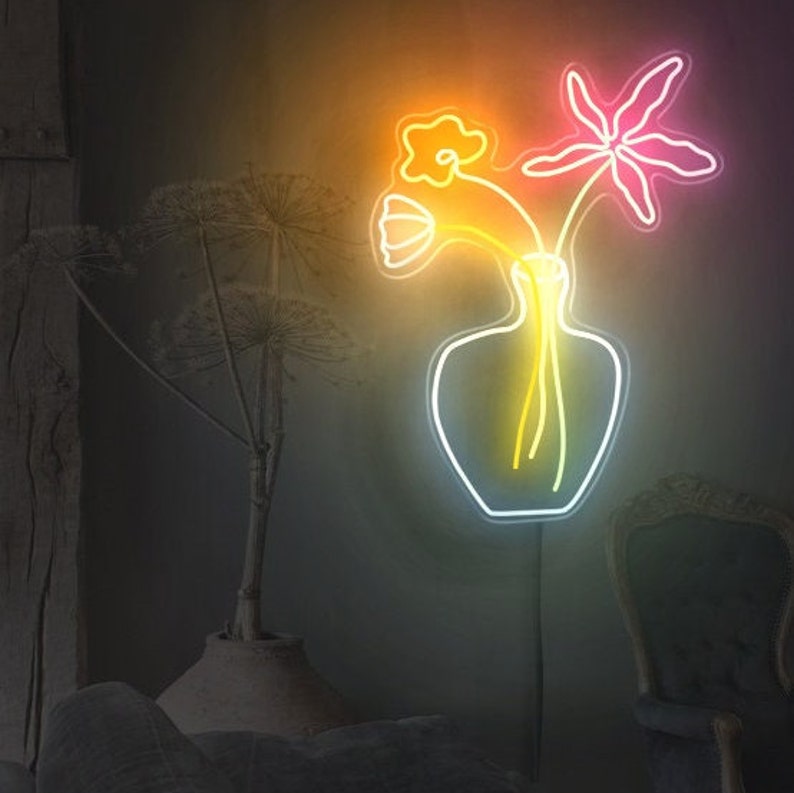 Flower Neon Sign Plant Neon Sign Wall Art Custom LED Neon Etsy