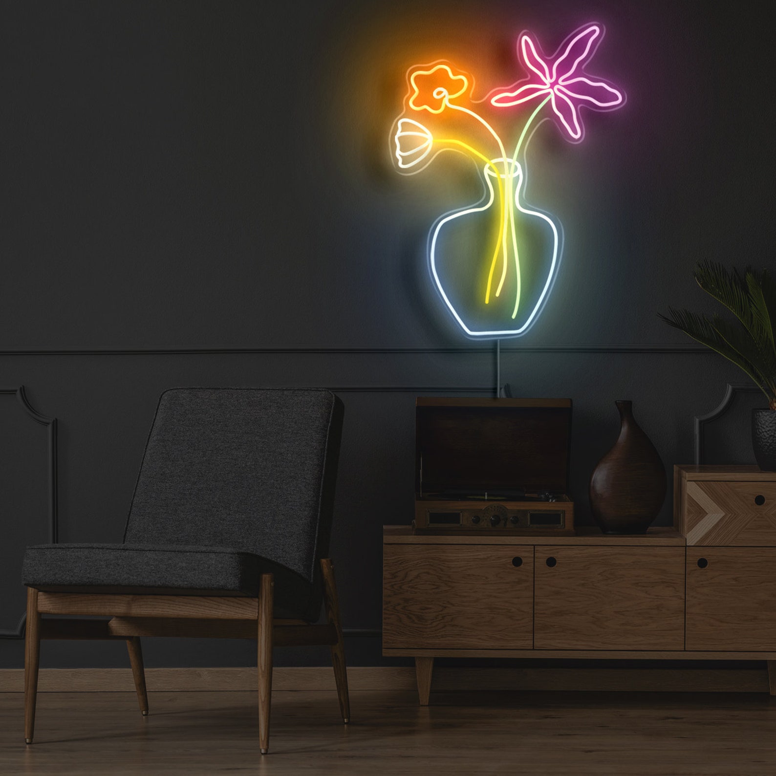 Flower Neon Sign Plant Neon Sign Wall Art Custom LED Neon Etsy
