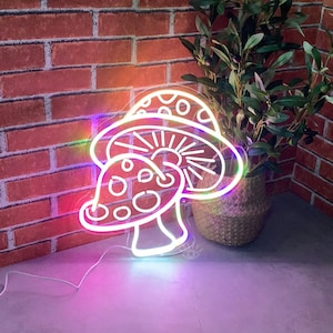 Led Neon Mushroom Cute Neon Sign, Usb Powered Neon Signs Night Light, 3d  Wall Art & Game Room Bedroom Living Room Decor Lamp Holiday Gift - Temu