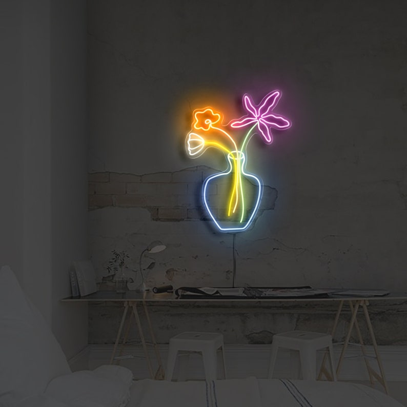 Flower Neon Sign Plant Neon Sign Wall Art Custom LED Neon Etsy