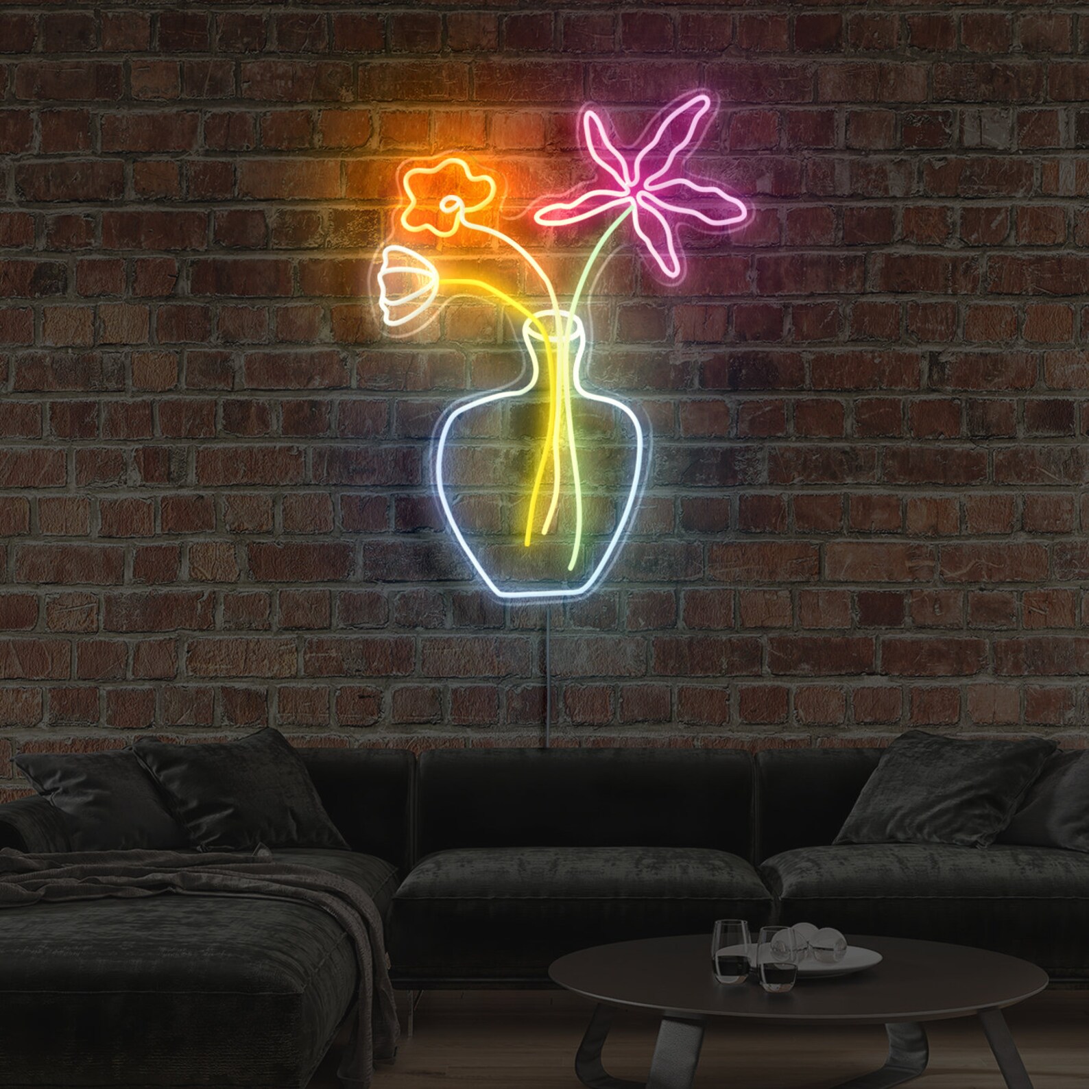 Flower Neon Sign Plant Neon Sign Wall Art Custom LED Neon Etsy