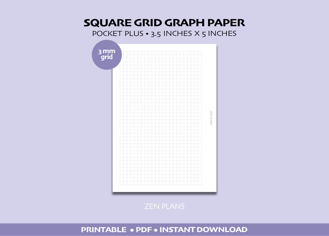 POCKET PLUS Printable Square Grid Graph Paper | Planner Inserts ...