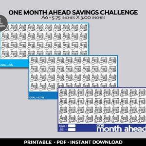 Printable One Month Ahead Savings Challenge for A6 Cash Binder | A6 Cash Envelopes | Budget Binder Inserts | Money Challenge | Digital PDF